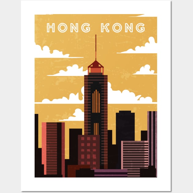 Hong Kong. Retro travel poster Wall Art by GreekTavern